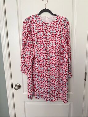 LOFT Women’s Red Cherry Print Long Sleeve Dress